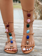 Sandales Boho Rondes à Tête Plate pour Femmes